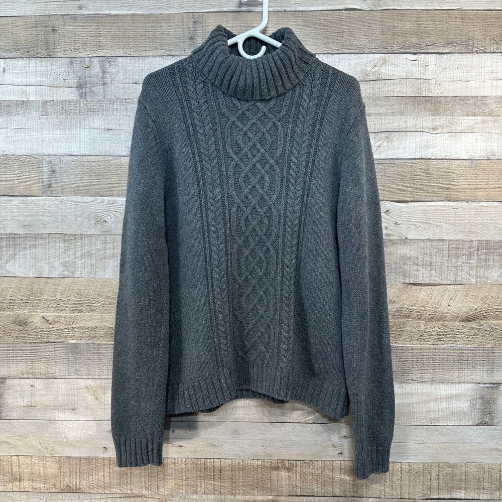 Eddie Bauer Women Wool Angora Blend Cable Knit Turtleneck‎ Sweater Size L